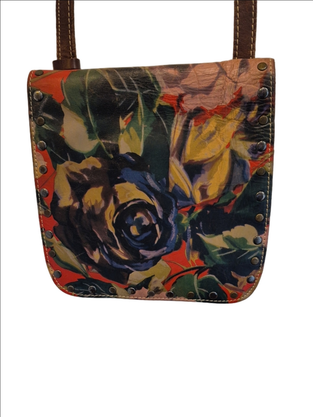 Patricia Nash Granada Leather Floral Print Crossbody Bag